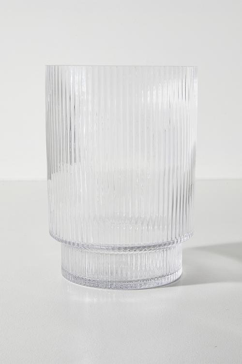 Glass Ribbed Vase - Clear