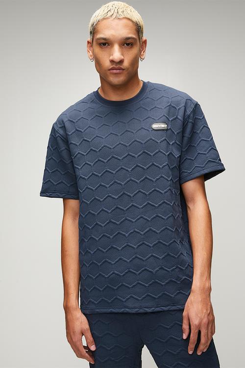 Crew Neck Box Fit Fashion Tee -Midnight