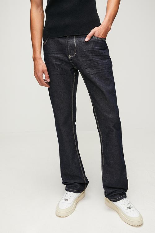 Raw Straight Leg Denim -Blue Black
