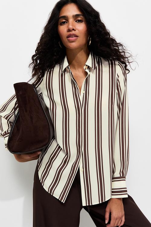 K Claire Print Long Sleeve Shirt - Brown