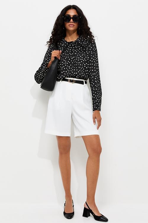 Betsy Frill Lace Collar Shirt - Black