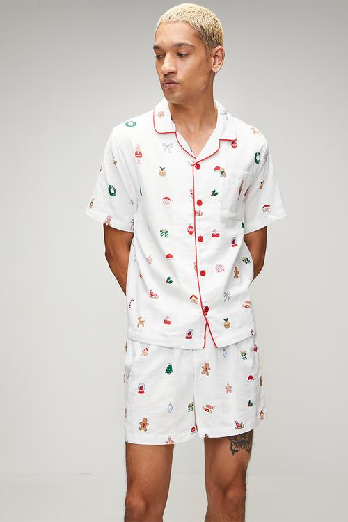 Adults Woven Family Xmas Pj Set-Vanilla/Everything Christmas