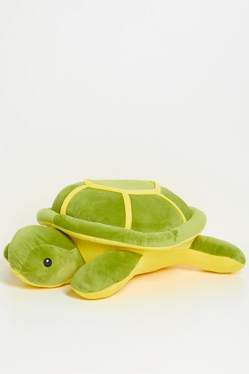 Plush turtle cushion - green & yellow