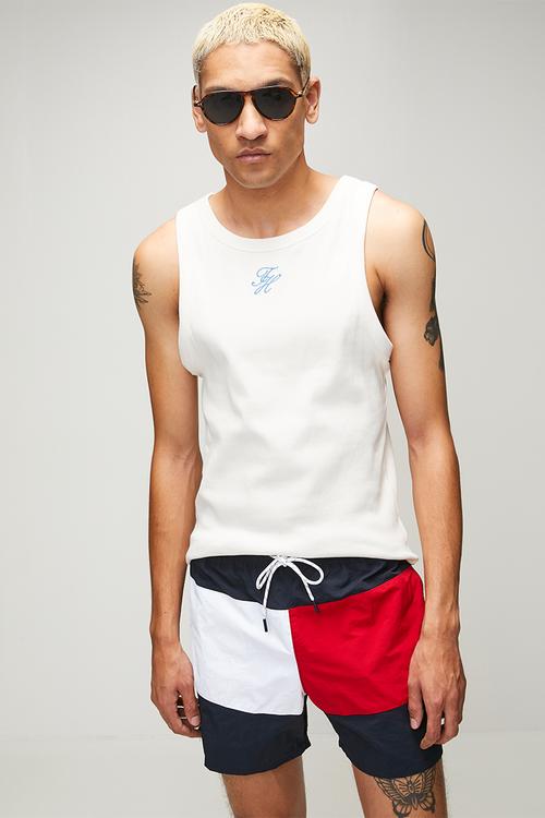 Classic Colour-Blocked Mid Length Swim Shorts - Blue Desert Sky/Ass