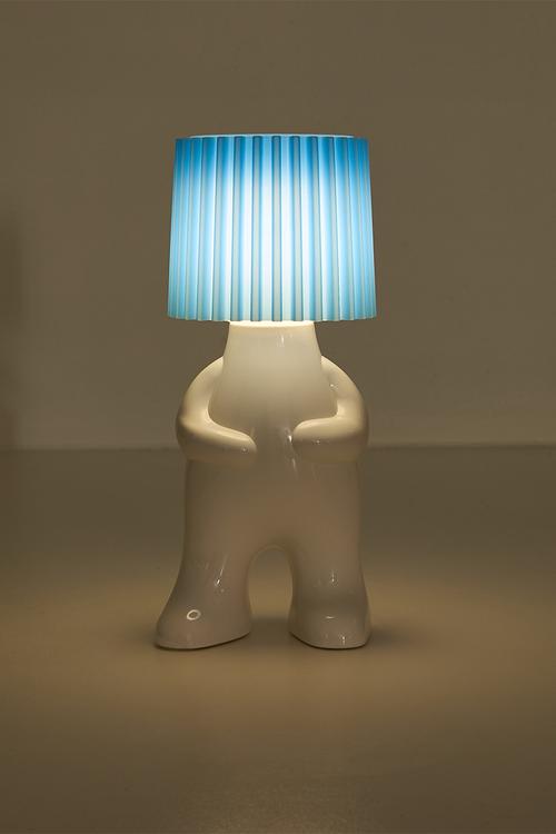 Bottle cap character nigh light - blue/white