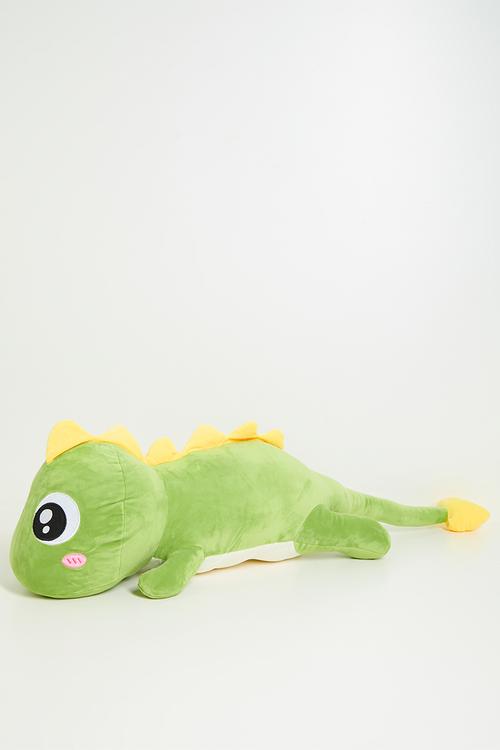 Plush dino cushion - green & yellow