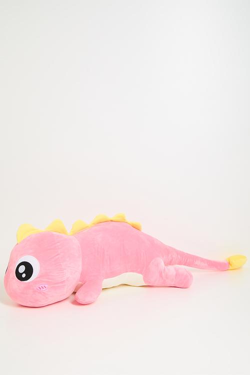 Plush dino cushion - pink & yellow