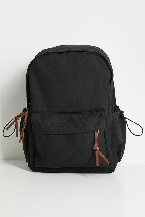 PU zipper pull backpack - black