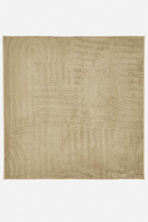 Zen-inspired geometric pattern rug - light khaki