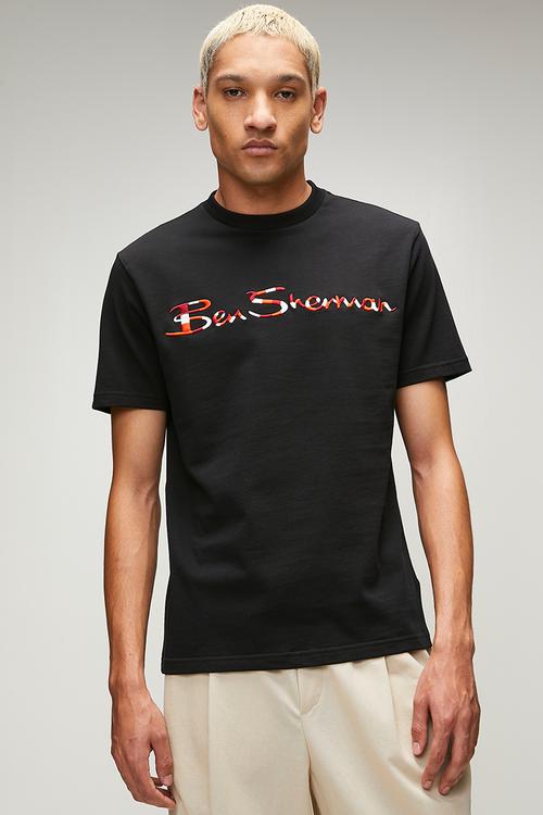 3D Ben Sherman Emb Tee Shirt 260Gsm - Black