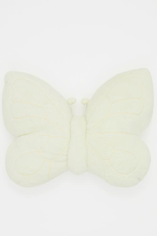Mochi minky butterfly-shaped cushion - white