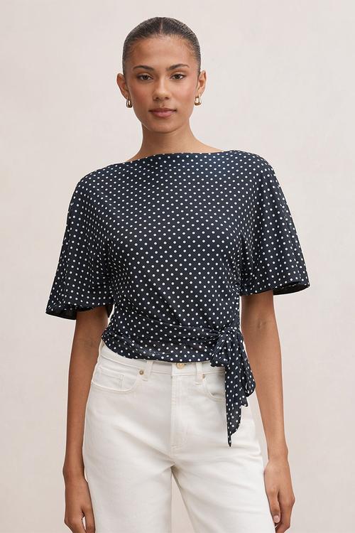 Paige flutter sleeve tie back top - newton spot