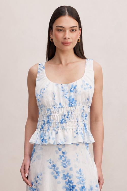 Molly shirring top in suki floral co-ord