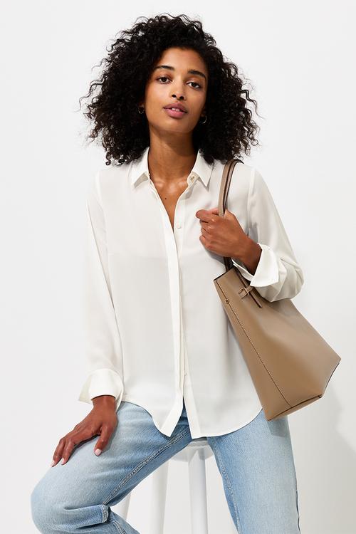 K Claire Plain Ls Shirt - Cream