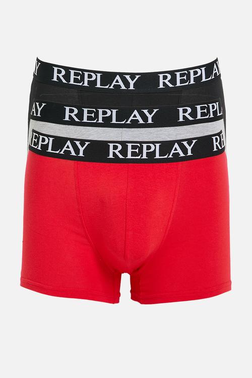 3Pk Basic Cuff Logo Boxer  - Red Multi
