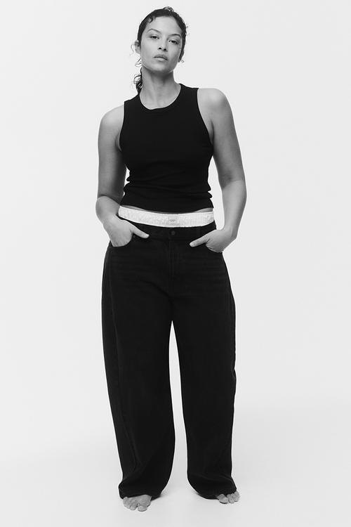 Ribbed vest top - black