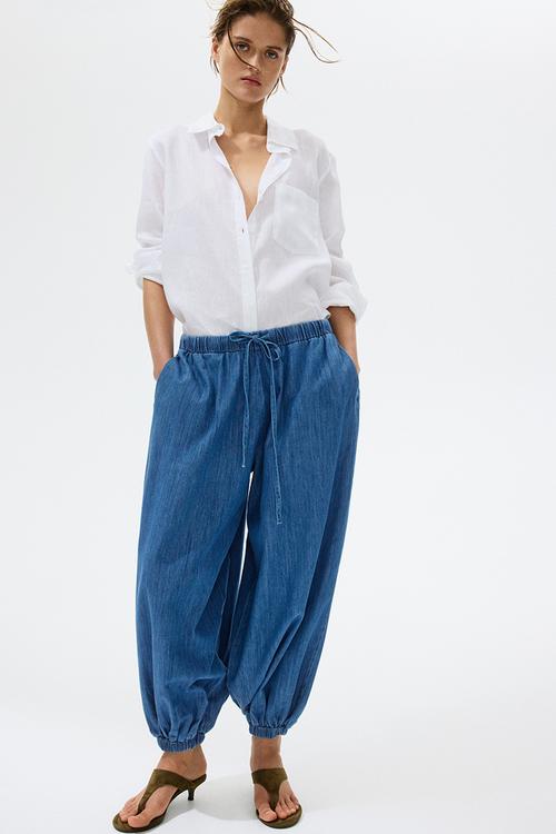 Denim balloon trousers - denim blue