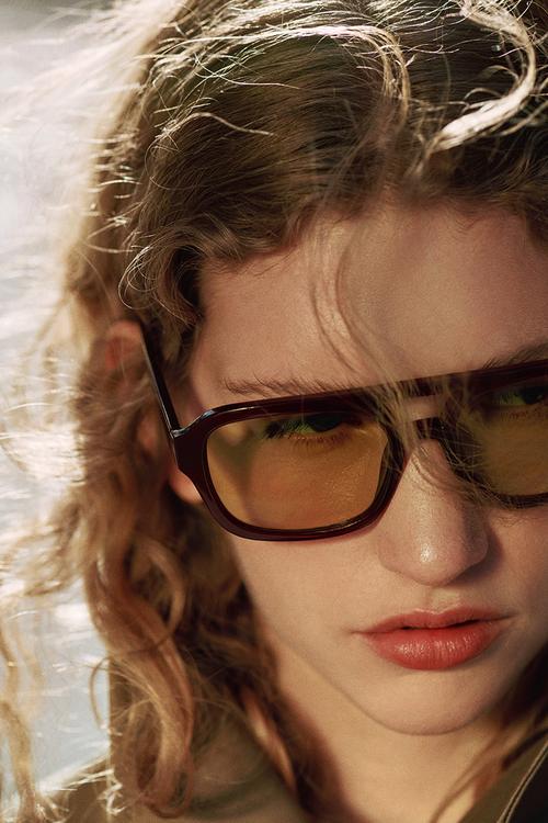 Aviator-style sunglasses - burgundy