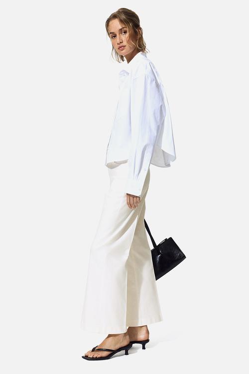 Bootcut cotton canvas trousers - white