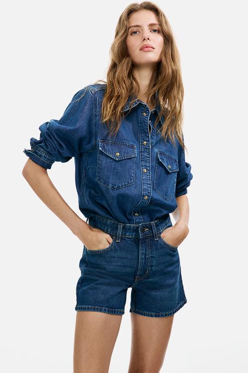 Denim shorts - dark denim blue