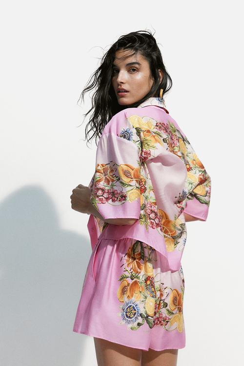 Printed pull-on shorts - pink/lemons