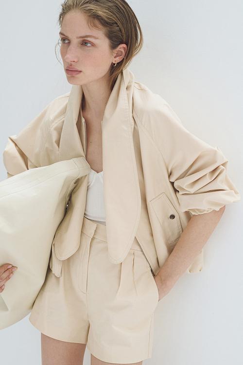 Linen-blend shorts - cream
