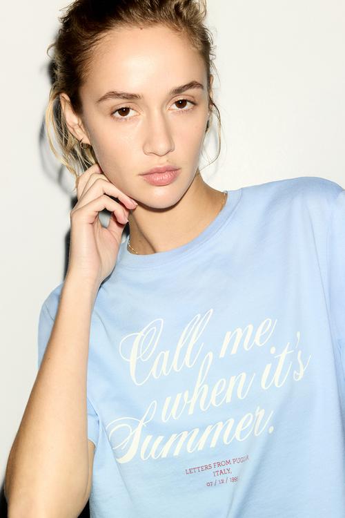 Printed T-shirt - light blue/summer