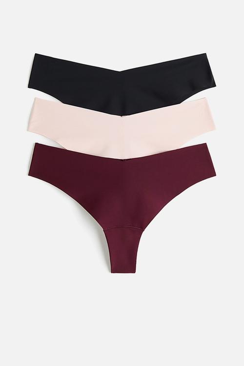 3-pack invisible brazilian briefs - burgundy/light beige/black