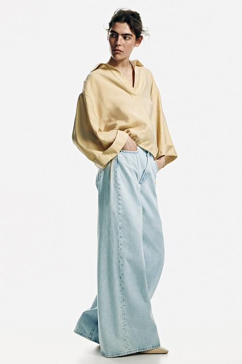 Super wide high waist jeans - light denim blue