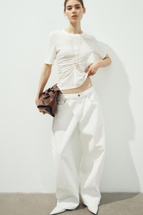 Draped T-shirt - white