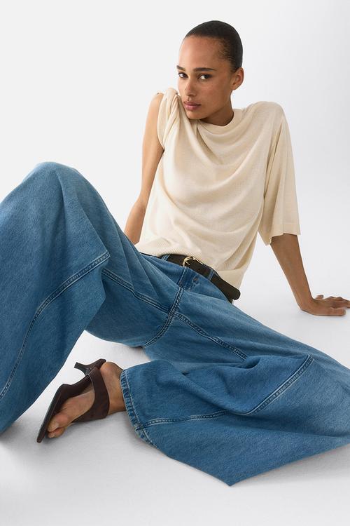 Fine-knit top - light beige