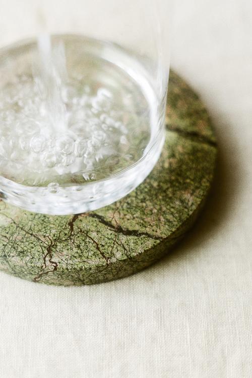 4-pack marble coasters - beige/green