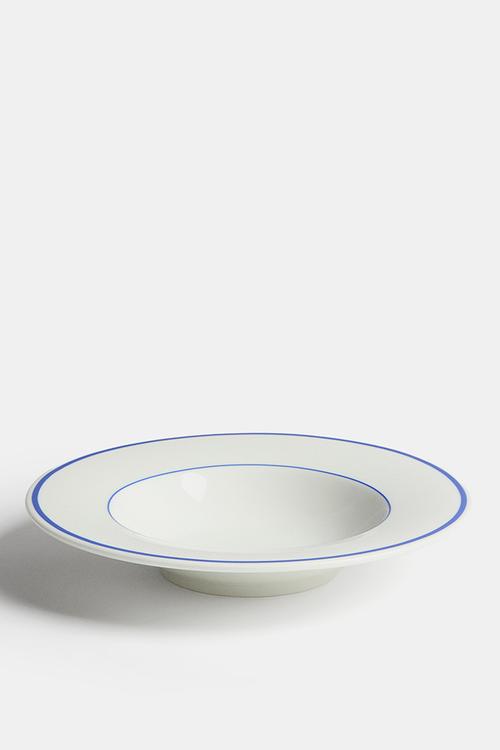 Porcelain deep plate - white/blue
