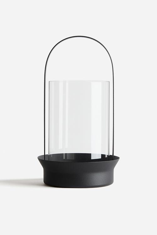 Large glass lantern - black