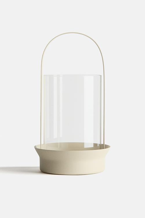 Large glass lantern - light beige