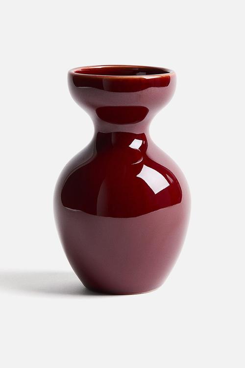Small stoneware vase - burgundy