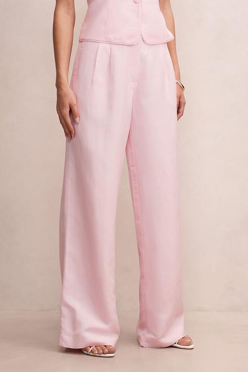 Eva linen wide leg pants - pink whisper 