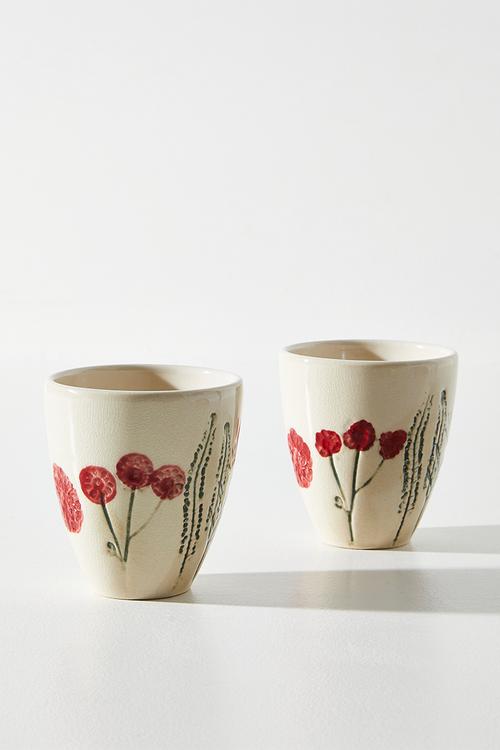 Stoneware Mug Field Flower - Red Set 2