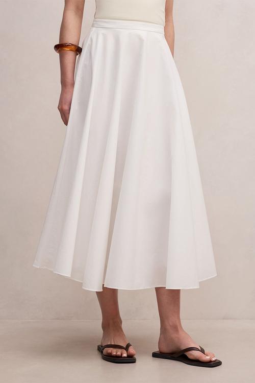 Charlotte cotton midi skirt - porcelain