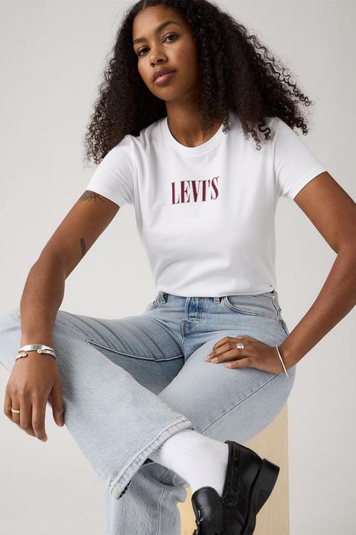 The Perfect Tee - Serif Stud Outline Bright White