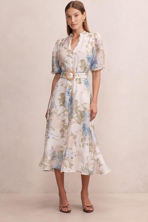 Irena printed midi dress - light halsey floral