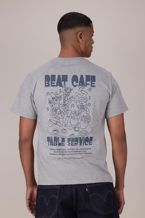 Ss relaxed fit tee za - beat cafe light heather grey