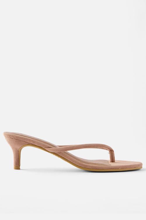 Harlow Flip Flop Kitten Heel - taupe micro