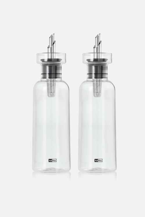 AdHoc AromaPour Clear Glass Oil & Vinegar Set – 300ml, Drip-Free Spout