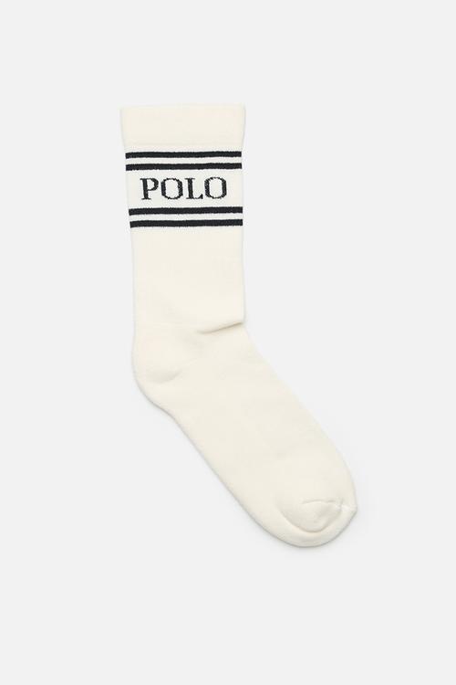 Logo Stripe Crew Sock - Milk