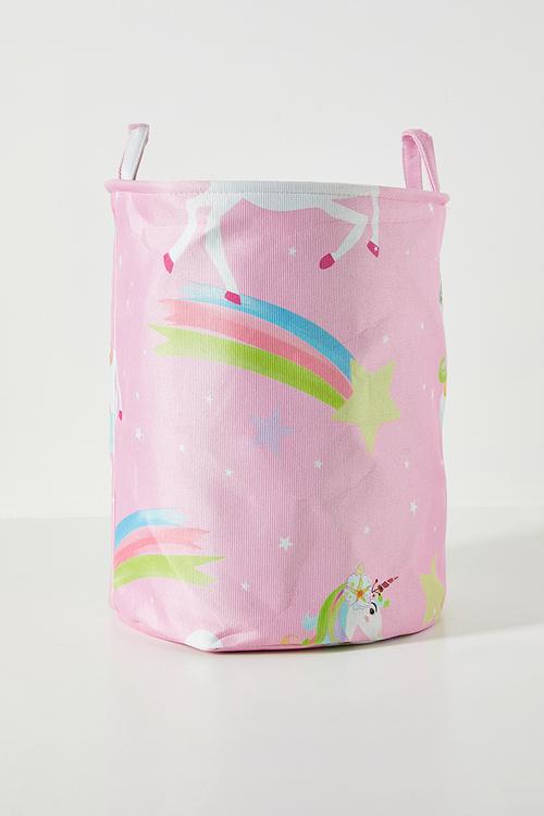 Pony aop canvas laundry bin - pink