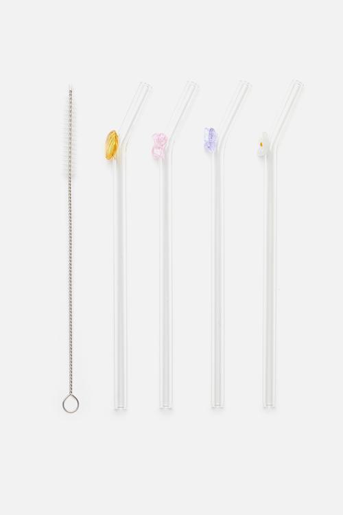 Summer Sun Glass Drinking Straw Set - Ass designs 5pcs - 20cm
