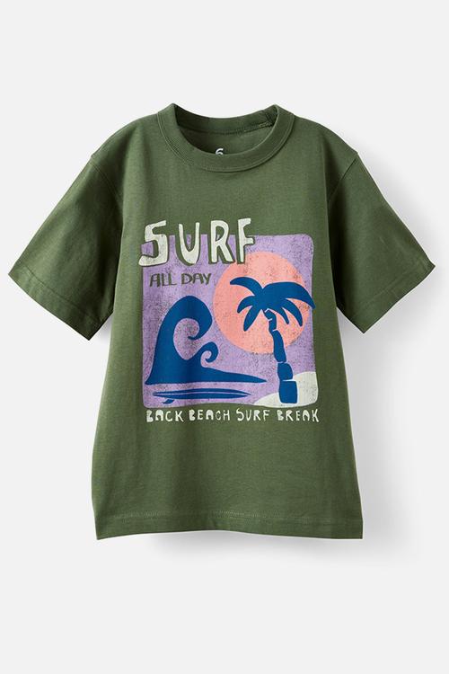 Essentials Graphic Short Sleeve Tee - Khaki Green/All Day Surf
