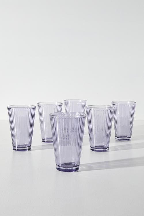 Ribbed Purple  Drinking Glass Set - 6pcs