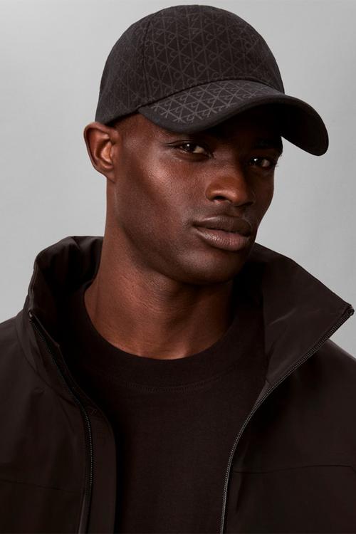 Emblem Print W Leather Patch Cap - Charcoal Aop